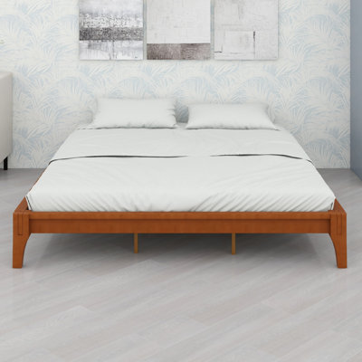 Modern Platform Bed Frame Featuring Wood Slat Support