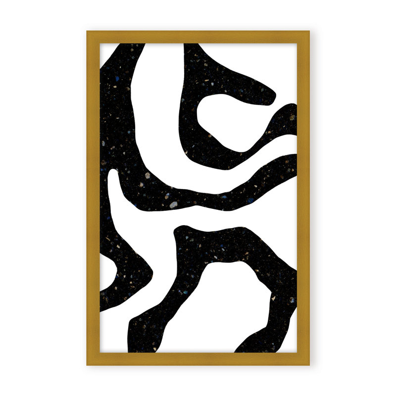 Abstract Black Gems by  - Picture Frame Painting on Paper, 48" H x 32" W x 1.125" D, Black, Framed Print