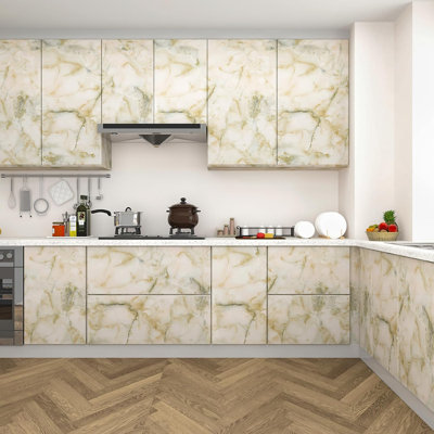 Self-Adhesive Marble Vinyl Wallpaper - Waterproof, Removable, And Easy To Install For Countertops, Cabinets, And Furniture