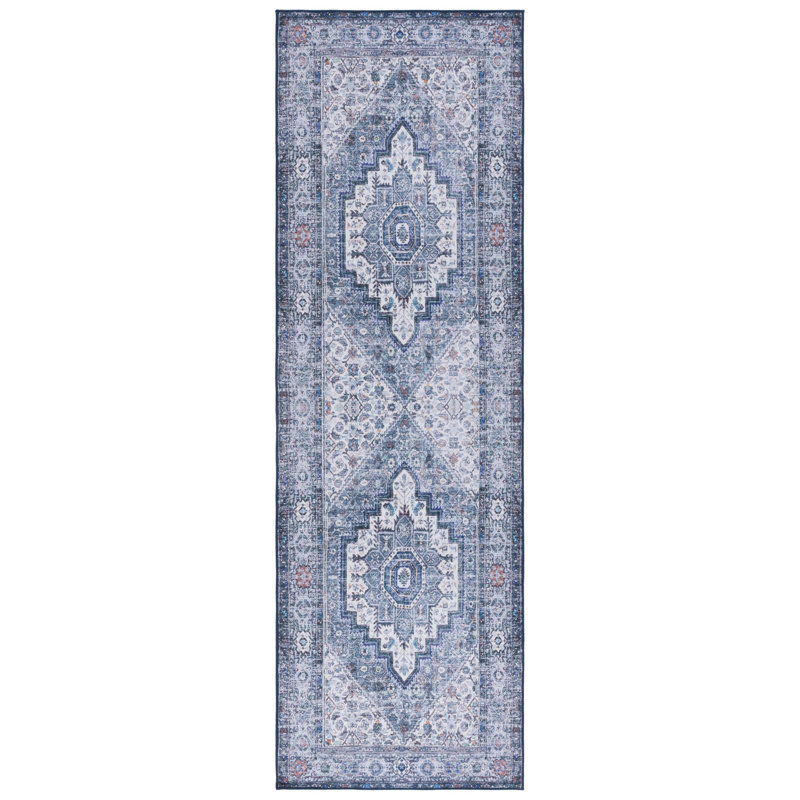 Tapis oriental beige / vert, Tapis de couloir 2 pi 6 po x 8 pi
