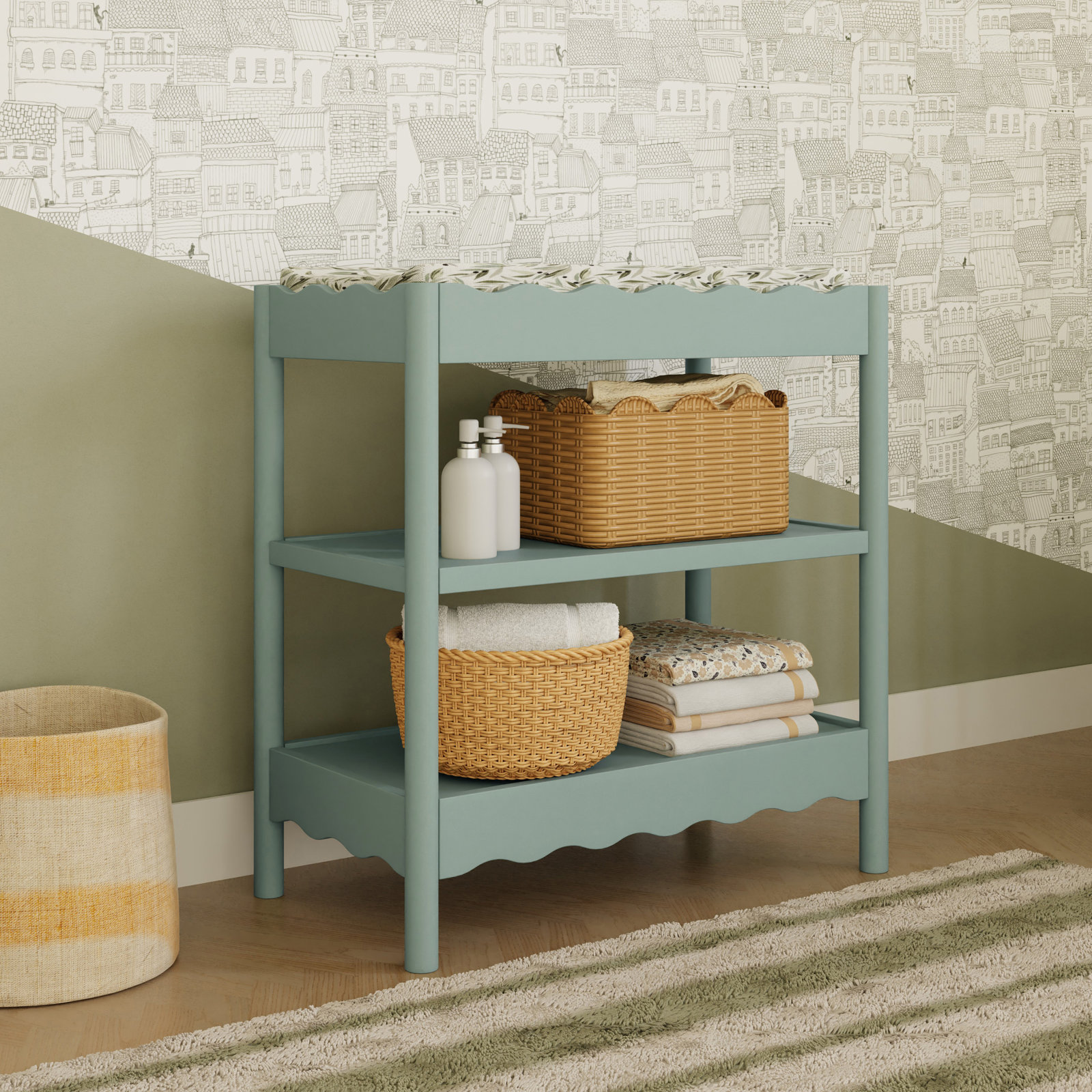 Swell Solid Wood Changing Table, Green