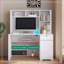 Bureau d'ordinateur avec huche et bibliothèque, bureau de direction en bois pour adolescents