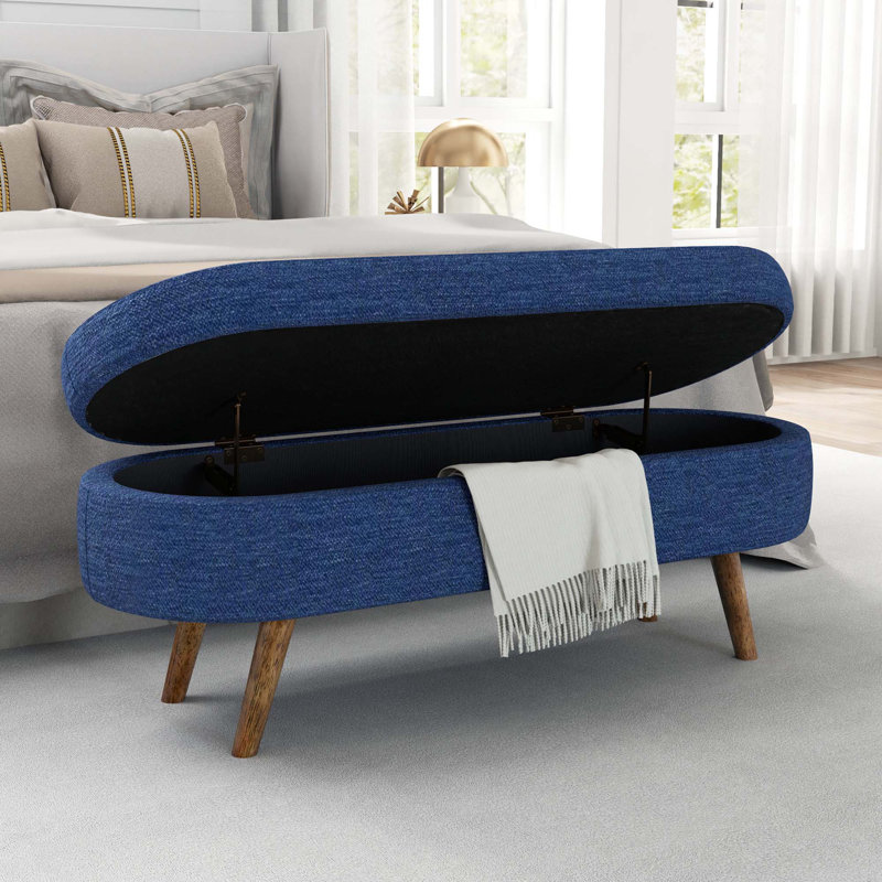Maly Upholstered 2-Seater Storage Bench, Blue
