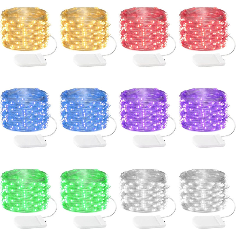 12 Pack Fairy Lights Battery Operated String Lights  20LED Waterproof  Wire Christmas Lights Outdoor,Firefly Mini Lights For Bedroom Party Birthday Wedding Indoor Decorations