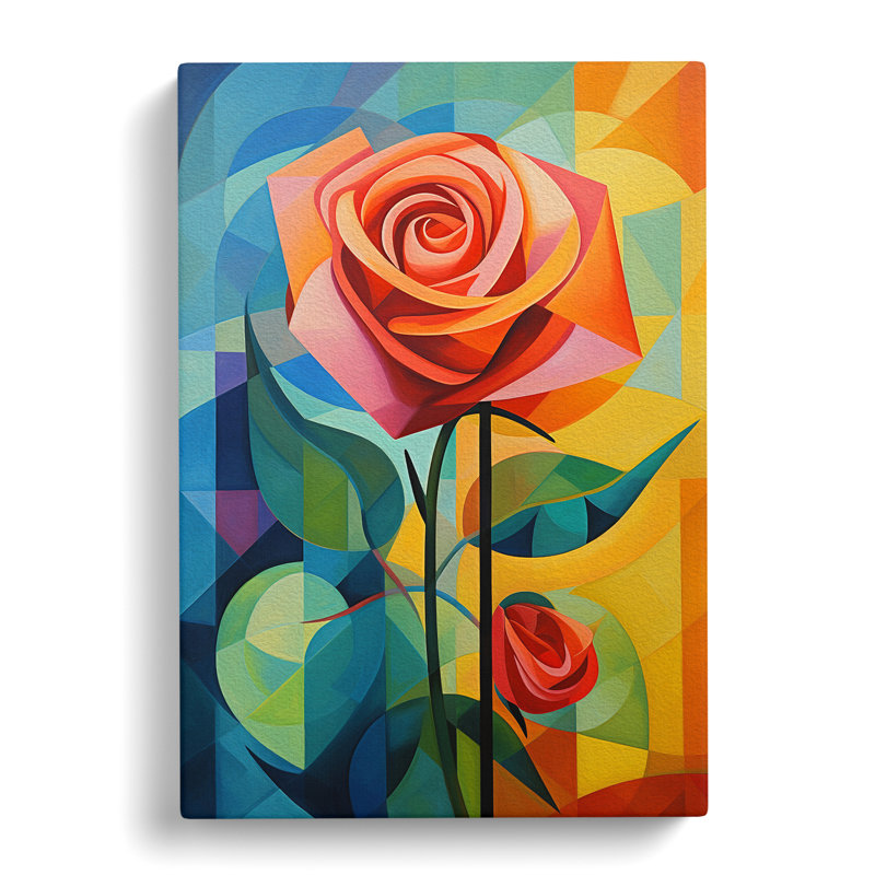 Rose Cubism - Print, 50cm H x 35cm W x 3cm D