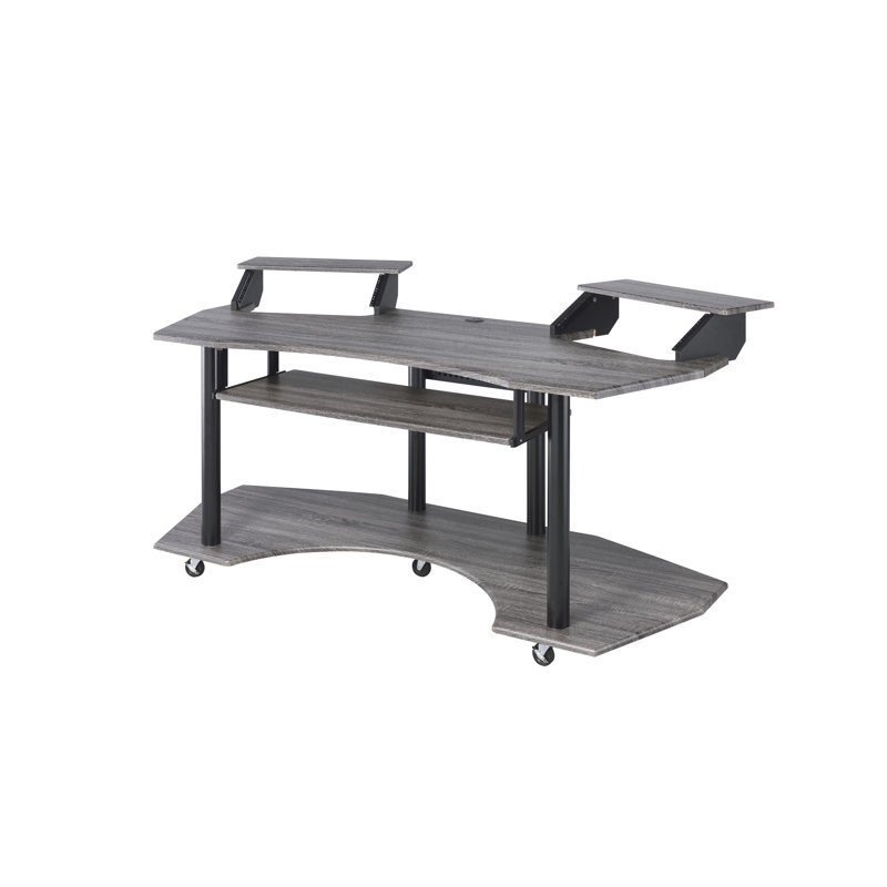 Black Oak Finish Music Desk 71" - Support Structure Recording Stable Base For Equipment