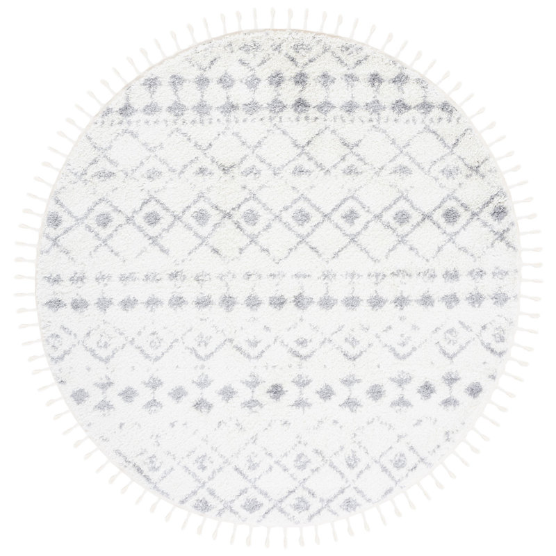 Akifumi Fringe Shag Performance Southwestern Rug, Round 6'7"