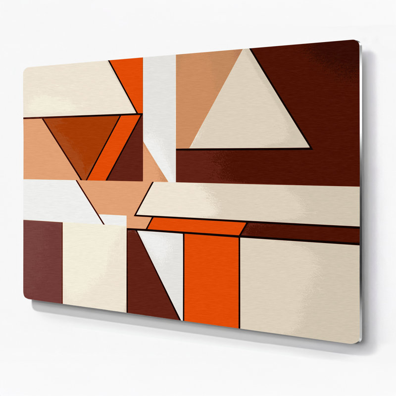 Hard Edge 93, art mural en métal beige, H 11 po x l 14 po