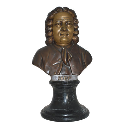 Jetton Johann Sebastian Bach Bust Bronze Statue -  Size: 11"L x 9"W x 20"H.