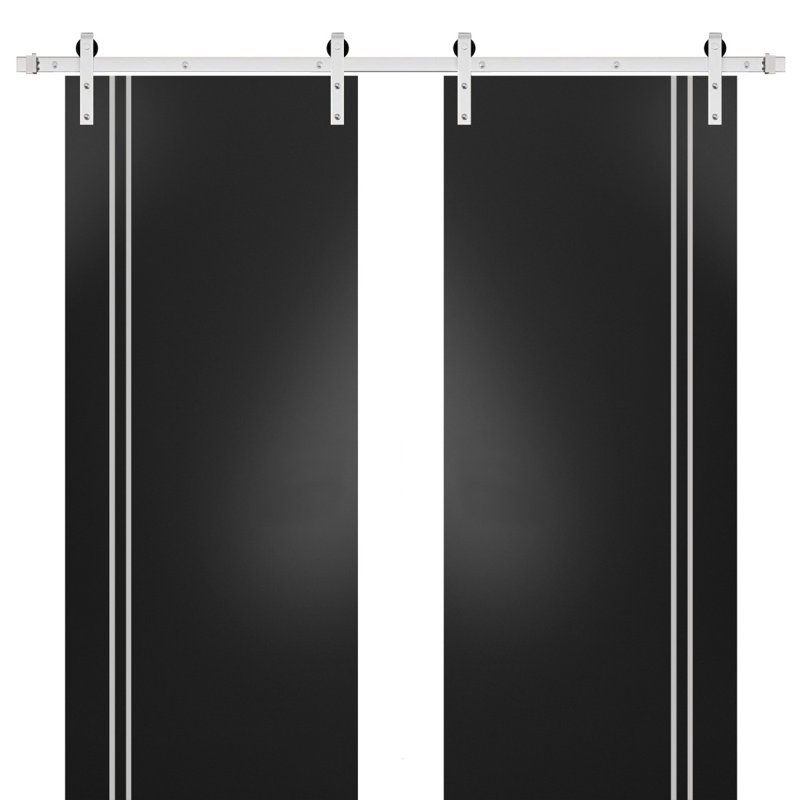 Porte de grange en bois massif massif, 48 po x 80 po, Noir mat