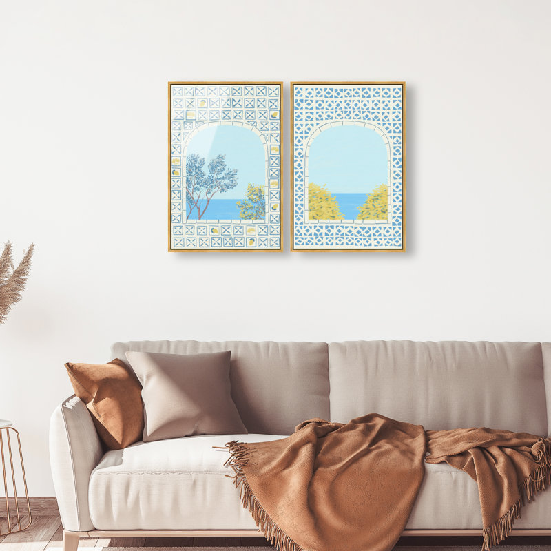 Mediterranean window set High-Gloss Frameless Acrylic Glass Wall Art Nautical & Beach Print by Oliver Gal, Ready to Hang, 10 x 15