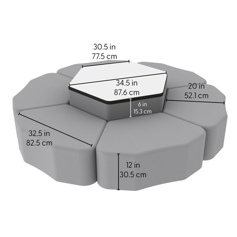 Ensemble de repose-pieds hexagonal à siège sec avec pétales Pro Series de 12 po Pro Series - tableau blanc / noir