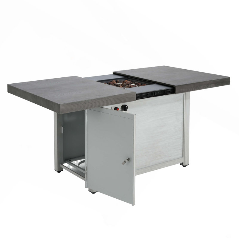 Extendable Rectangle Aluminum Alloy Fire Pit Table, 50,000BTU