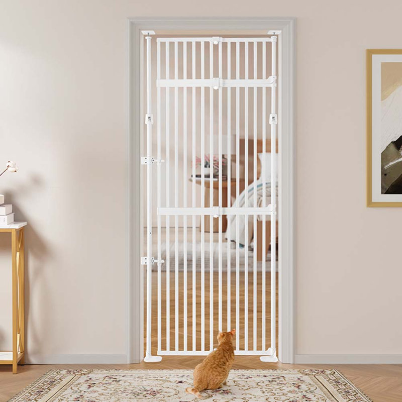Metal Pressure Mounted Pet Gate, 249cm (218cm) H x 86cm (53cm) W 