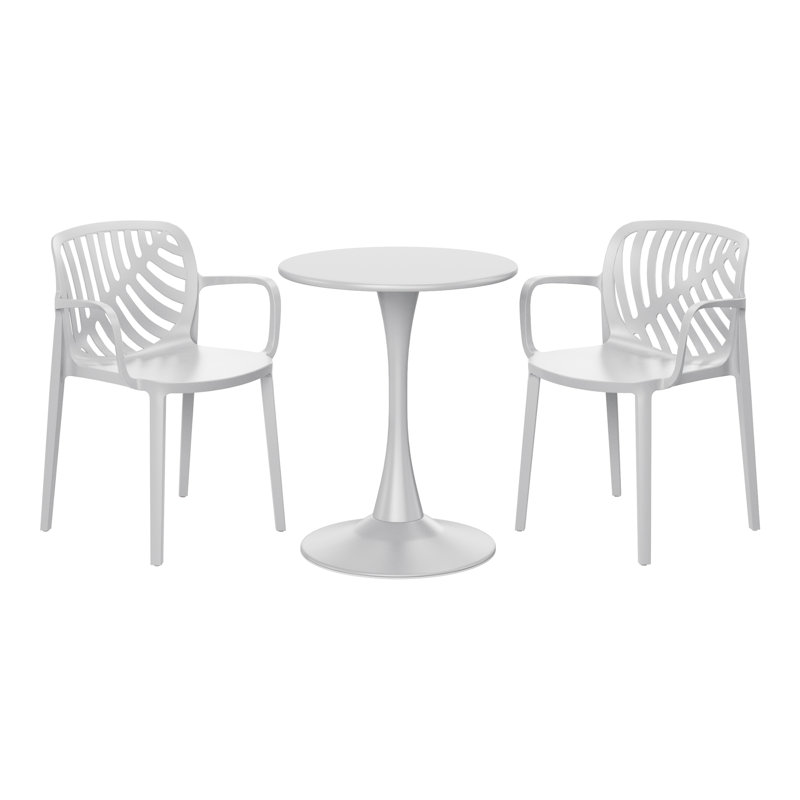 Ensemble repas extérieur 2 personnes, Gris, H 28,5 po x l 23,5 po x P 23,5 po, 2
