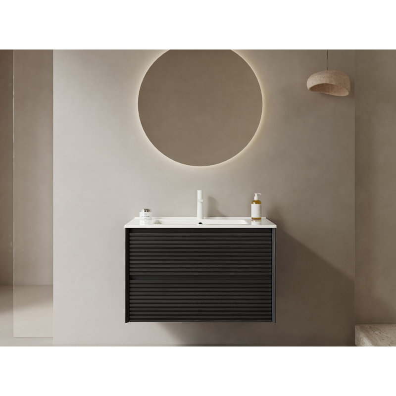 Meuble-lavabo de salle de bain avec lavabo, armoire de rangement murale avec tiroir, H 20,42 po x l 29,94 po x P 18,33 po