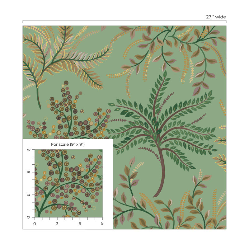 Rouleau de fleurs Ashantee, Vert / Brun / Or