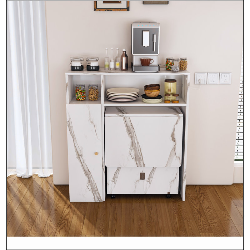 Table de salle à manger pliante multifonctionnelle avec buffet mural et rangement pour petits appartements (blanc)