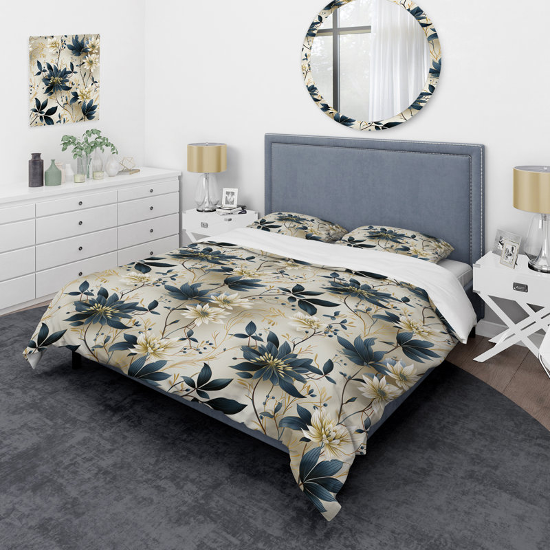 Ensemble de housse de couette Attenant Stillness Of Mind Floral Gardens I, Housse de couette simple + 1 taie décorative stan
