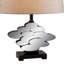 Lampe de table haute en polyrésine 25,5 "avec finition bronze et détails en verre, lampe de table
