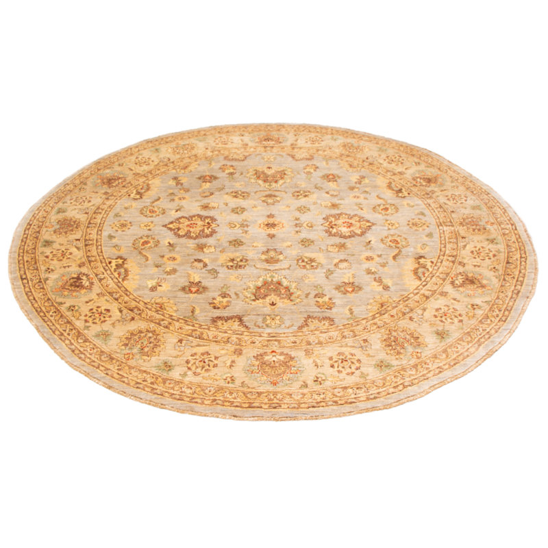 Tapis bleu clair en laine noué à la main de conception unique 9 pi 9 po x 9 pi 9 po New Age Peshawar