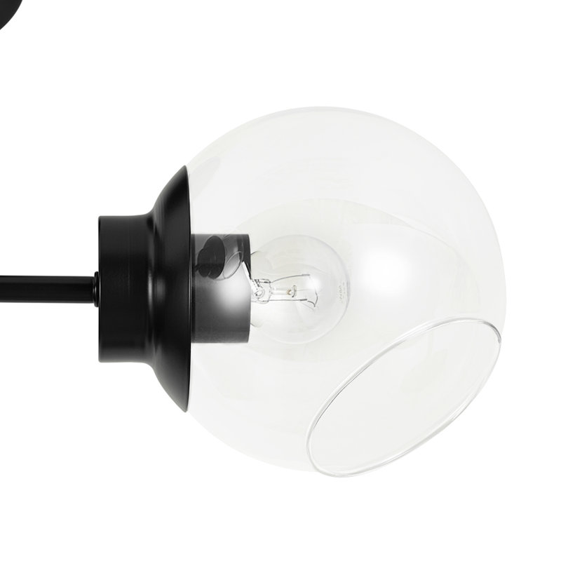 3 - Light Modern Clear Glass Shade Sputnik Semi Flush Mount, Matte Black