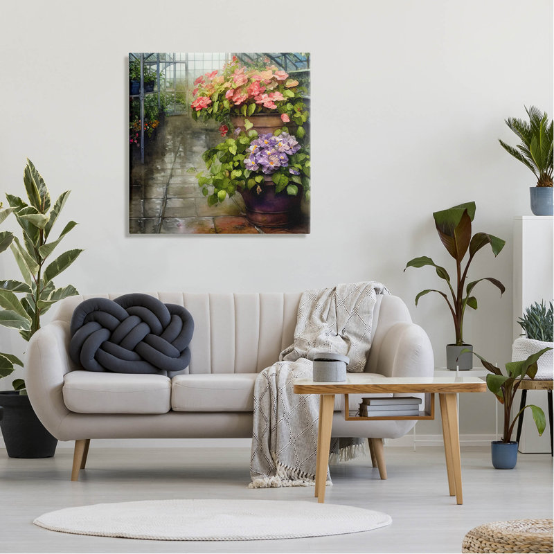 "Spring Blossoms Greenhouse Garden", art mural par Alpenglow, L 30 po x H 30 po x P 1,5 po, Toile tendue