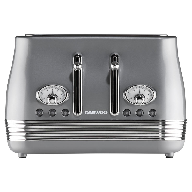Daewoo Denver Retro Matching Kettle And Toaster Set 1.5 Litre Rapid Boil 4 Slice Colour, Grey