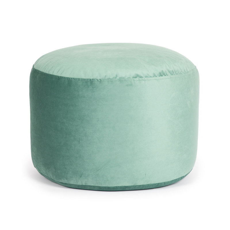 Pouf rond en velours de 20 po Franka, Velours vert menthe