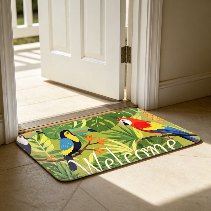 Tapis perroquet tropical 24 po x 36 po pour porte d'entrée