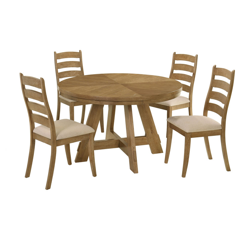 Ensemble de table de salle à manger 5 pièces en chêne brun et beige