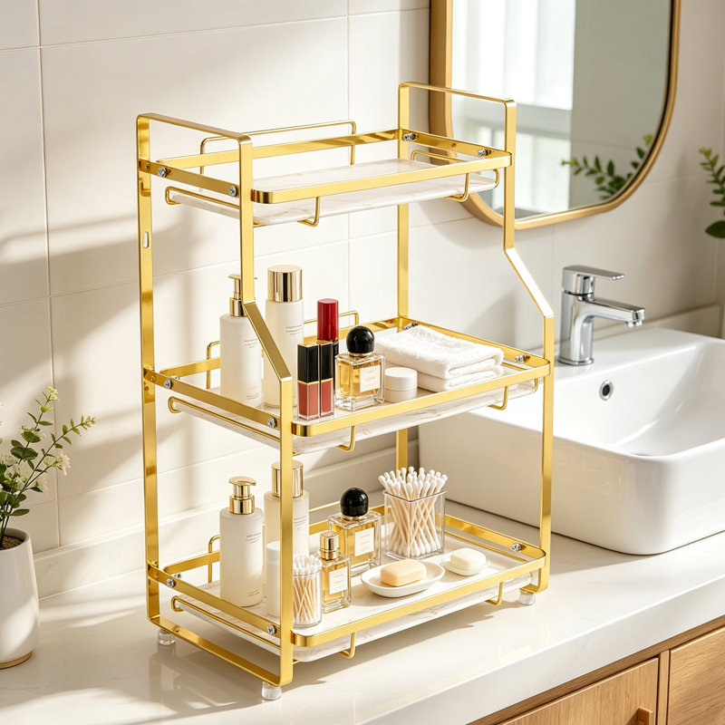 White gold detachable cosmetic shelf