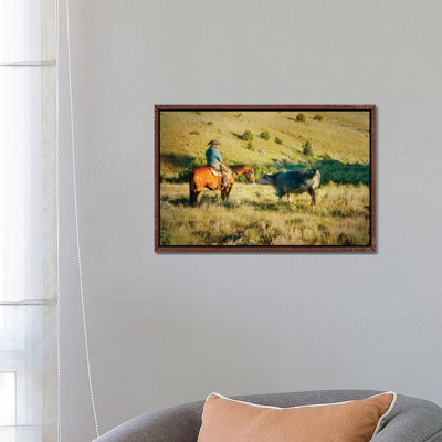 Making Friends by Rhonda Thompson - Floater Frame Print on Canvas