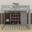 Lit mezzanine en bois pleine grandeur avec garde-robe, tablettes et armoire-567509906