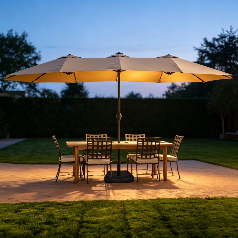 Parasol rectangulaire à double face avec manivelle Uwant, Rouge
