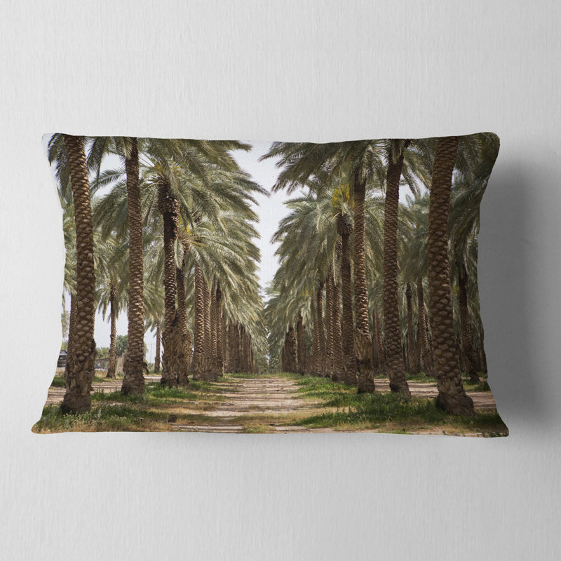 Coussin décoratif à imprimé palmier dattier, Rectangle, 12 po x 20 po