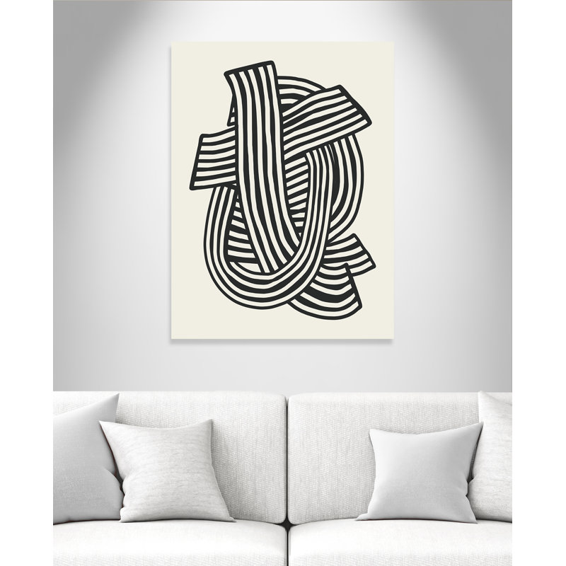 Rayures abstraites à imprimé noir par Dean, No Frame, 30'' W x 40'' H, Toile tendue