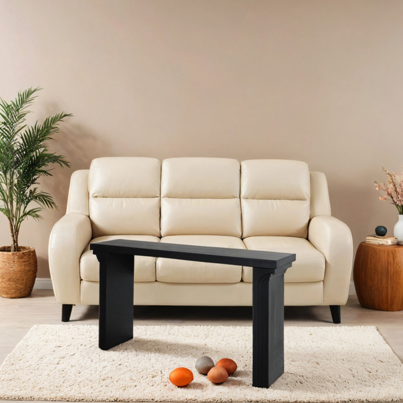Table d'entrée 58 pouces moderne en bois noir minimaliste