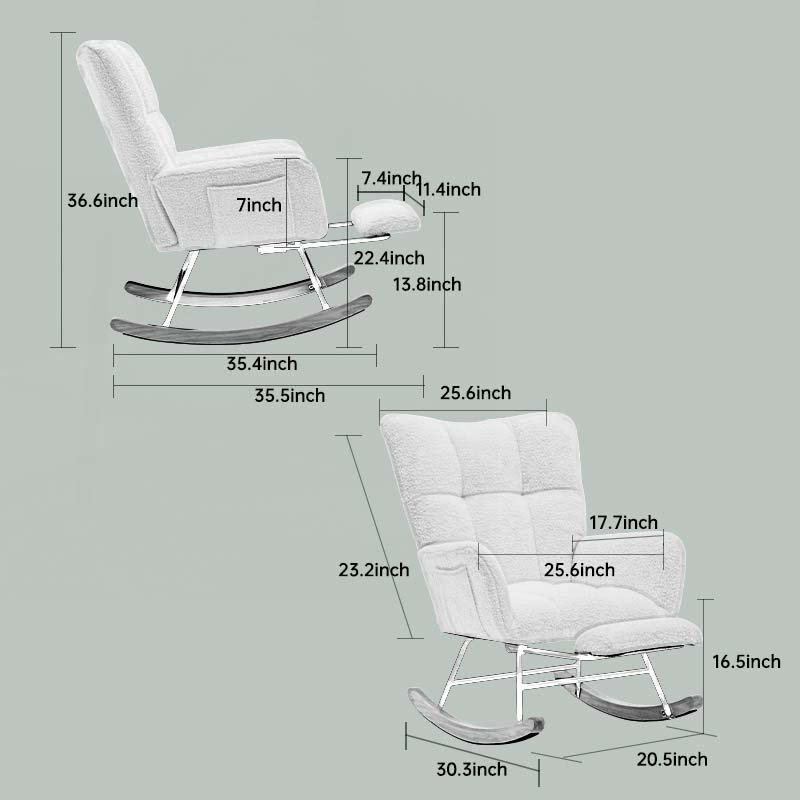 Chaise berçante avec repose-pieds réglable, Ours en peluche vert