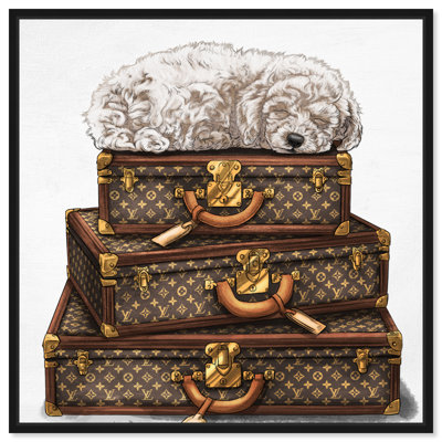 Fashion And Glam Sleeping Poodle White Travel Essentials by Oliver Gal - Painting on Canvas