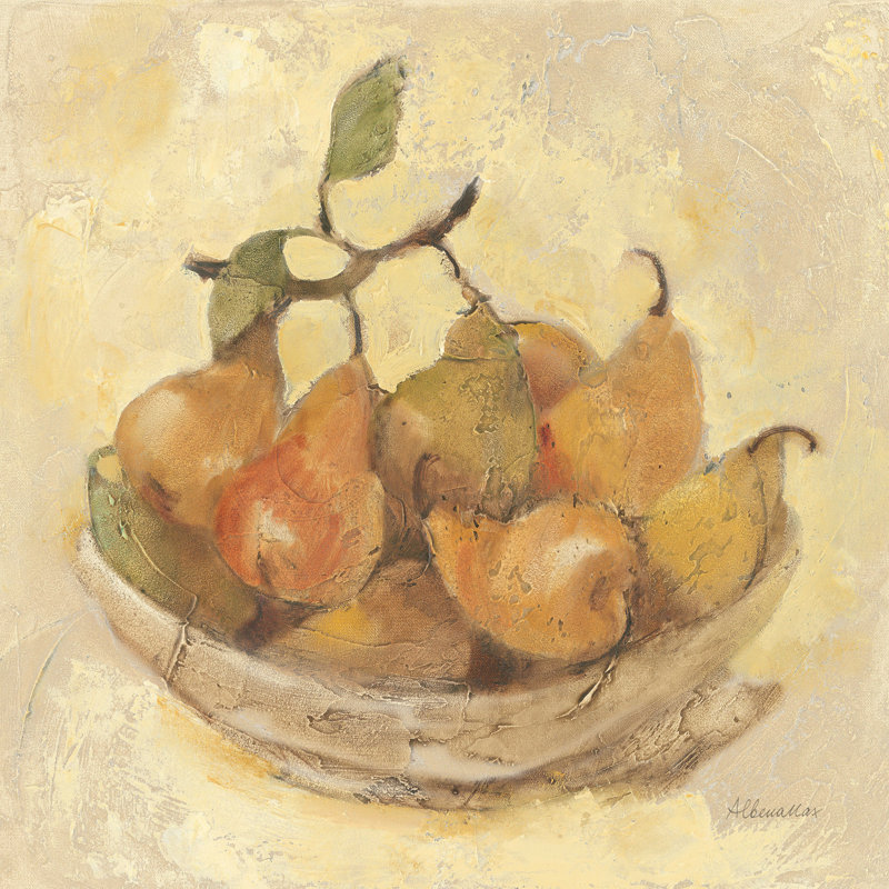 Sunlit Pears Smooth par Albena Hristova - impression sur toile tendue, H 36 po x l 36 po, Non, Cadre flottant blanc