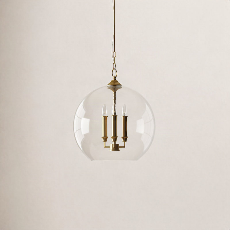 Vermilion 3-Light Dimmable Globe Pendant , Burnished Brass