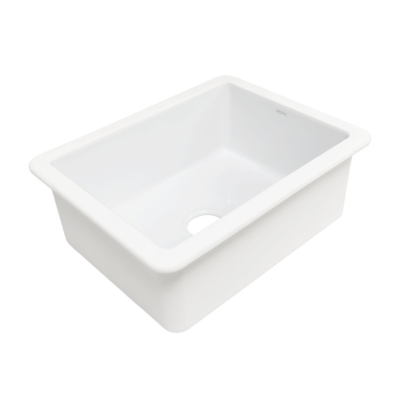 Évier de cuisine encastré en argile réfractaire blanche 23 po avec drain Eden Crisp