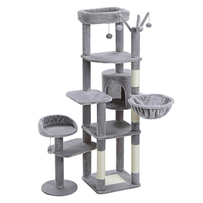 Arbre à chat 59 po Cactus, grand arbre à chat pour chats d'intérieur, tour à chat pour grands chats, tour à chat multi-niveaux, condo pour chat avec grand hamac, poteau à griffes et 2 perchoirs