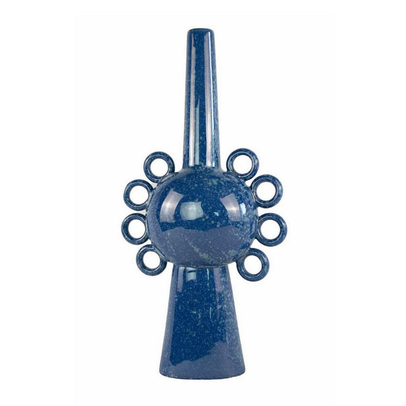Kary Flower Vase, Unique 3D Look, Narrow 23 Inch Ceramic, Blue