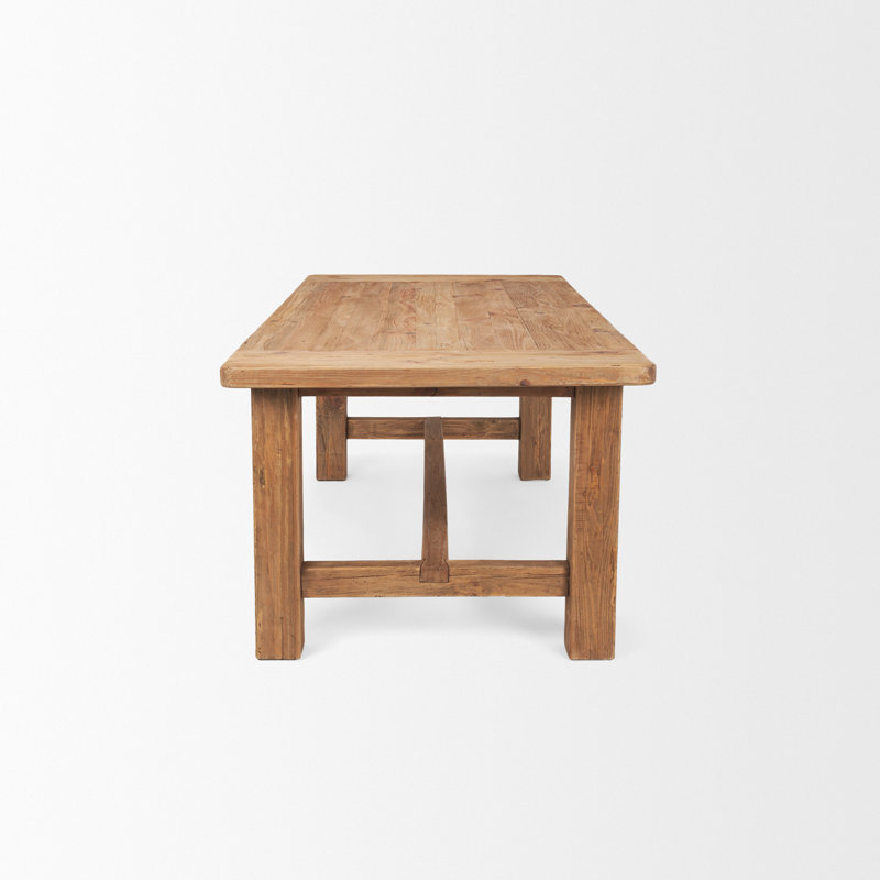 Nonnie Rectangular Natural Brown Wood Dining Table, 39" W x 84" L