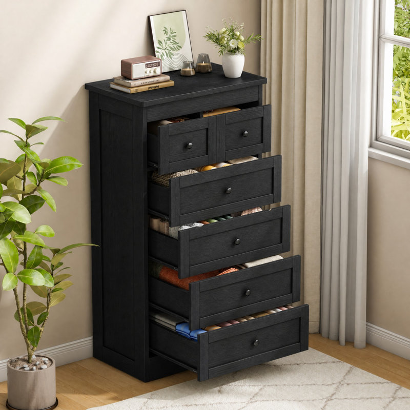 Cenirel 23.6'' W 6 - Drawer Dresser, Black