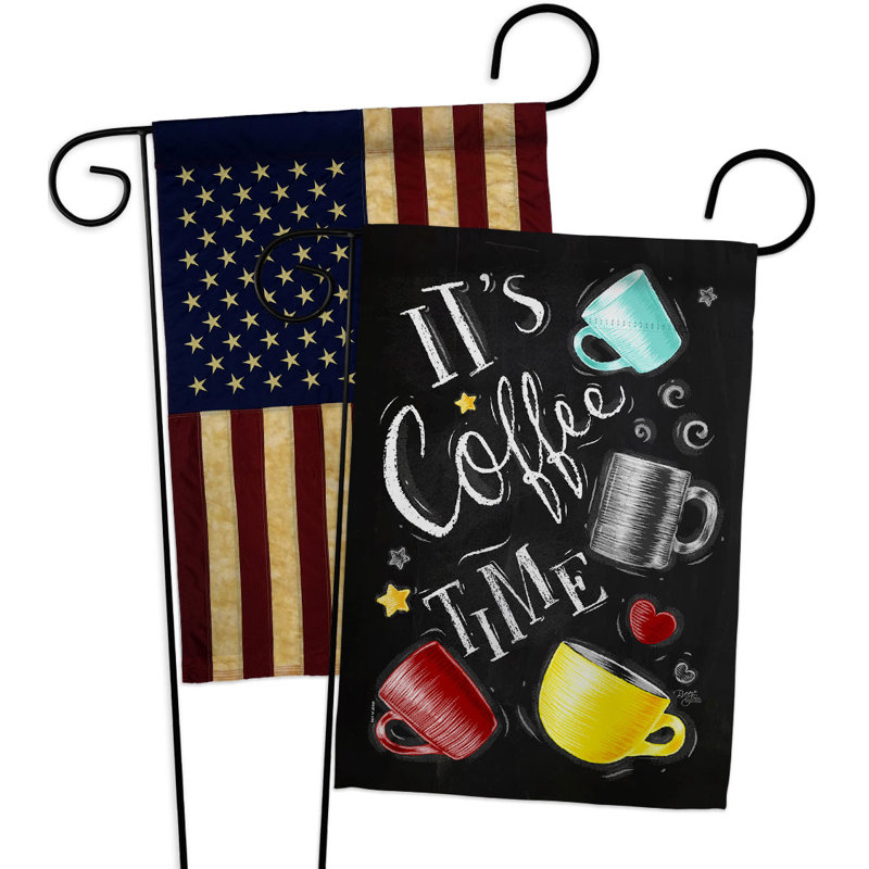 Drapeau de jardin en polyester 19 côtés x H 13 po Its Coffee Time