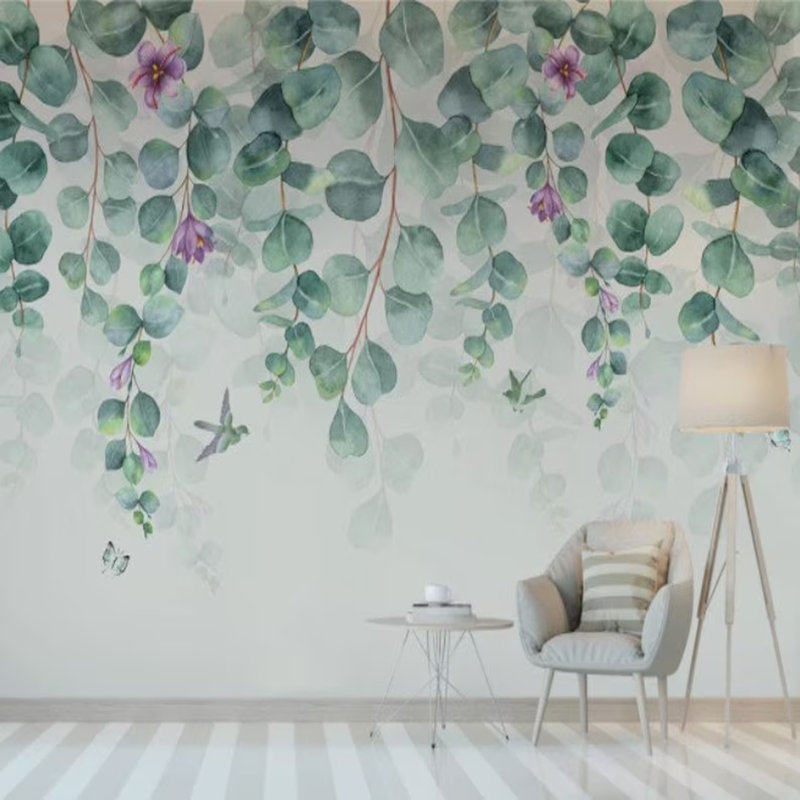 Murale eucalyptus sérénité, L 96 po x l 108 po