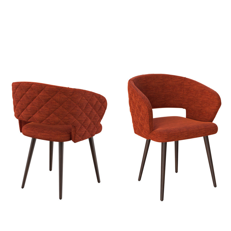 Ginnie 19.09'' H Tufted Fabric Upholstered Side Chair, Orange, Brown